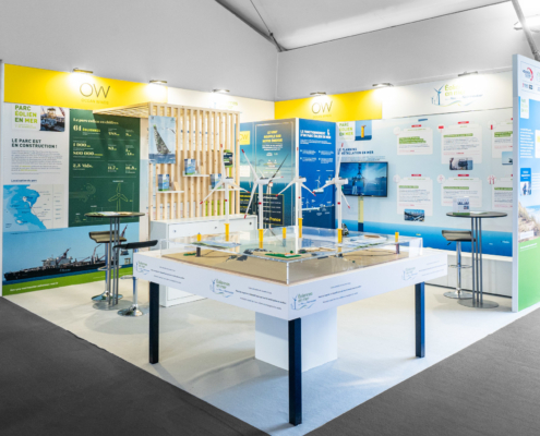 Stand Eoliennes en Mer sur le Village du Vendée Globe 2024