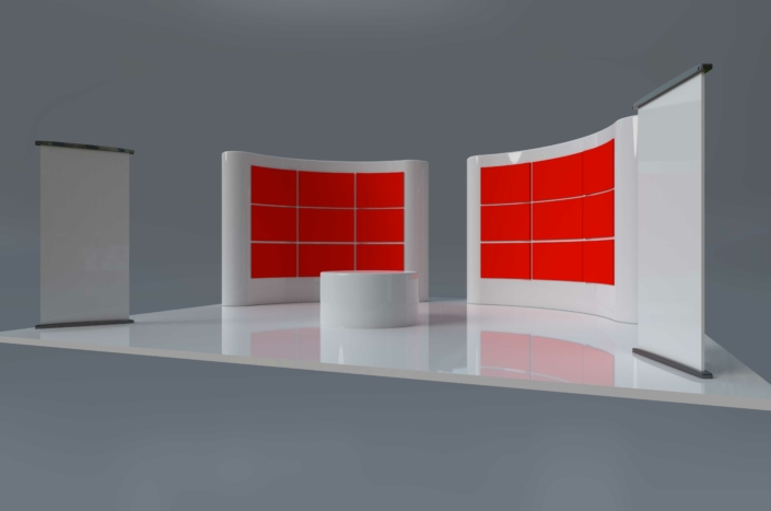 Display Red White Screens With Black Table Speaker It